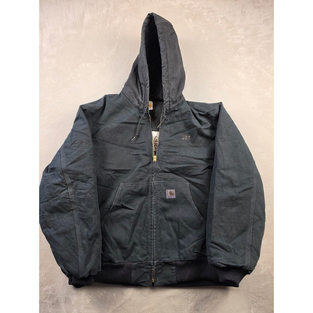 Vintage Carhartt Active Jacket Men 2XL Black Quilted Lined Canvas Work Y2K *Read